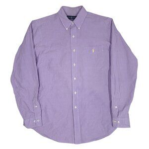 Ralph Lauren Mens Classic Fit Button Down Up Shirt Purple Gingham Check 16L FLAW